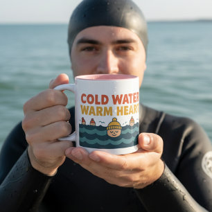 Tasse 2 Couleurs Eau froide, cœur chaud – Conception de nageur sauv