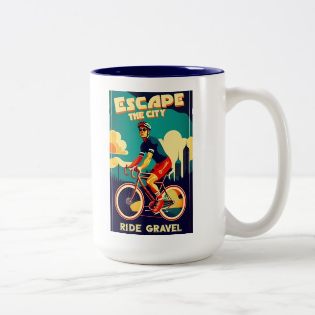 Tasse 2 Couleurs Échapper À La City Ride Gravel Vélo (Droit)