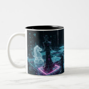 Tasse 2 Couleurs Échecs Cyberpunk, jeu de société numérique néon S