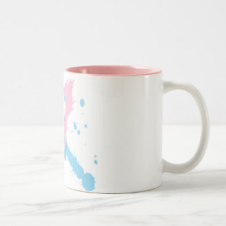 Tasse 2 Couleurs Éclaboussure de ruban rose et bleu avec des