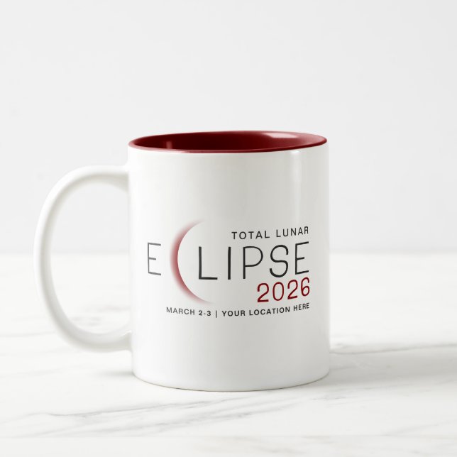 Tasse 2 Couleurs Éclipse Lunaire 2026 Emplacement Personnalisé Comm (Gauche)