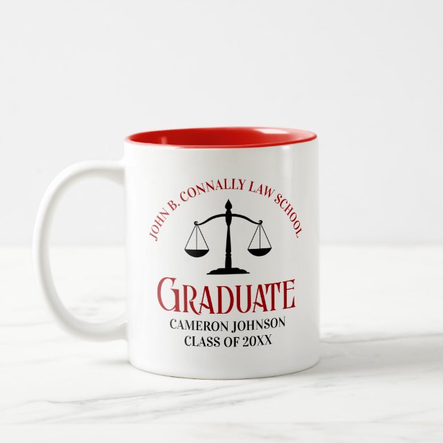 Tasse 2 Couleurs Ecole de droit rouge Noir Personnalisé (Gauche)