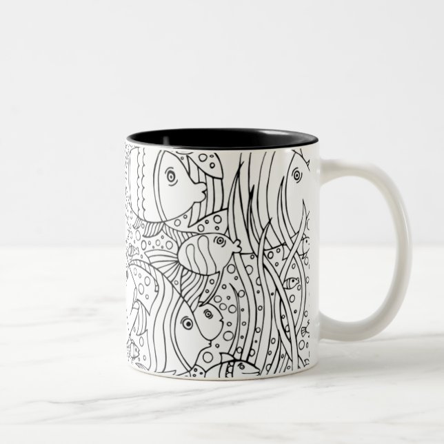 Tasse 2 Couleurs École inspirée des poissons (Droit)