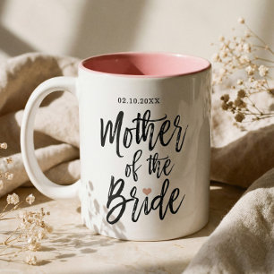 Tasse 2 Couleurs Écriture Brossée Moderne Rose Cœur Mère de la Mari