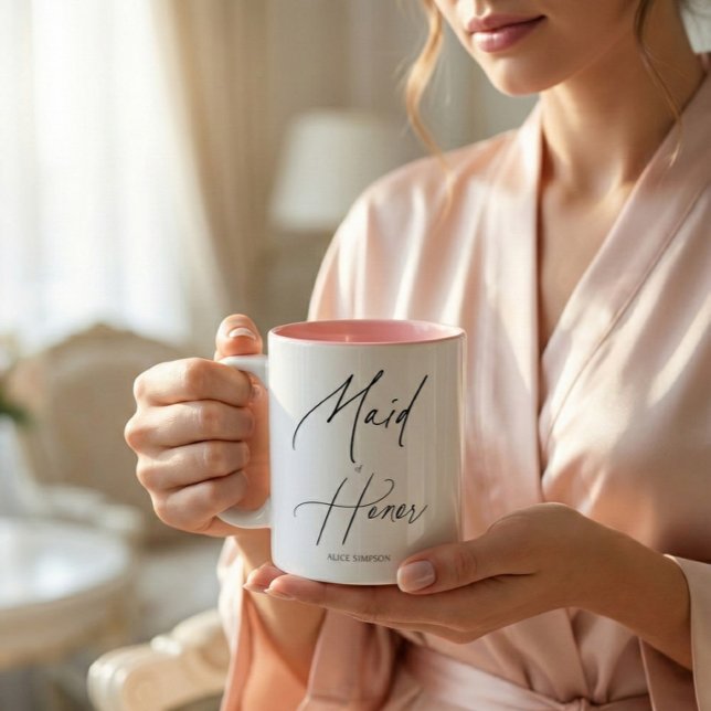 Tasse 2 Couleurs Écriture Chic De La Fille D'Honneur (Créateur téléchargé)