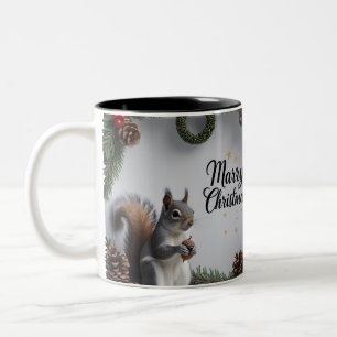 Tasse 2 Couleurs Écureuil de Noël à deux tons