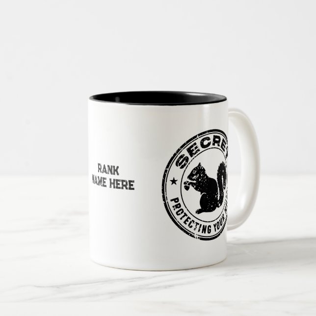Tasse 2 Couleurs Écureuil Secret "Protégez vos noix" (Devant droit)