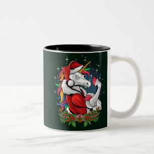 Tasse 2 Couleurs Edgy Père Noël Unicorn