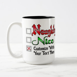 Tasse 2 Couleurs Édition blanche texte personnalisé méchant ou gent
