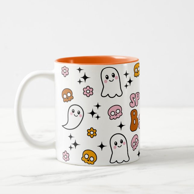 Tasse 2 Couleurs Éffrayant Babe Kawaii Fantôme crânien (Gauche)