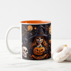 Tasse 2 Couleurs Éffrayant Halloween Boo Bat Citrouille de crâne so