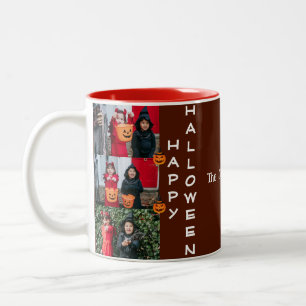 Tasse 2 Couleurs Éffrayant moderne Halloween Famille Trois Photo Co