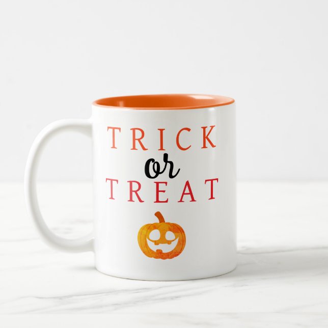 Tasse 2 Couleurs Éffrayant Trick Ou Treat Jack-o'lantern Halloween (Gauche)