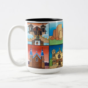 Tasse 2 Couleurs Eglises du Nouveau-Mexique ! Art original !