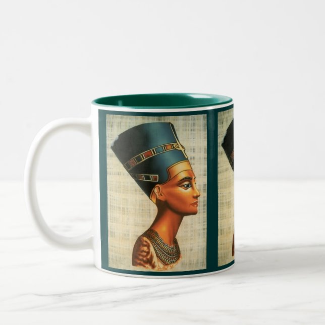 Tasse 2 Couleurs Egyptica Queen Nefertiti Ancienne Histoire Boire (Gauche)