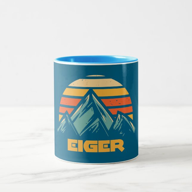 Tasse 2 Couleurs Eiger Suisse Rétro Turquoise (Centre)