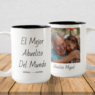 Tasse 2 Couleurs El Mejor Abuelito del Mundo - Photo personnalisée 