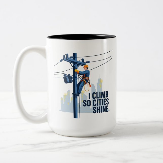 Tasse 2 Couleurs Electrical Lineman Cityscape Appreciation Gift (Gauche)