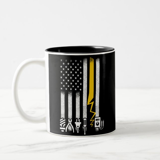 Tasse 2 Couleurs Electricien US Drapeau Outils pour Electriciens (Gauche)