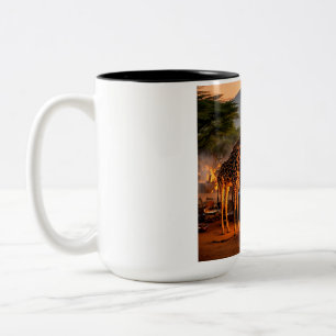 Tasse 2 Couleurs Elégance dans la nature : Giraffe majestueuse Silh