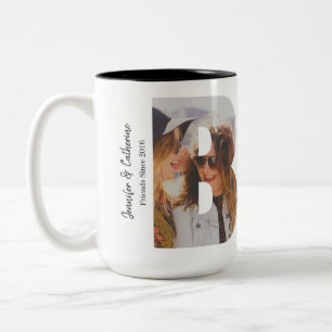 Tasse 2 Couleurs Elégant BFF Best Friends Forever 3 Photo Collage