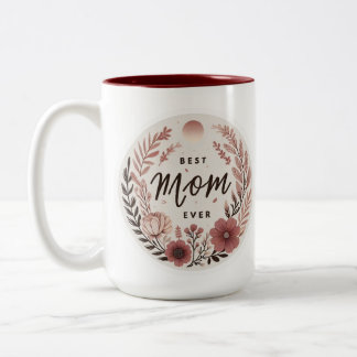Tasse 2 Couleurs Elegant Boho Best Mom Ever Sticker - Pink Floral W