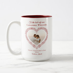Tasse 2 Couleurs Elégant Coeur Rouge Meilleure Femme Photo Valentin