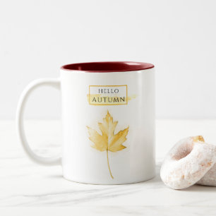 Tasse 2 Couleurs Elégant et tendance dessin de feuille d'automne do