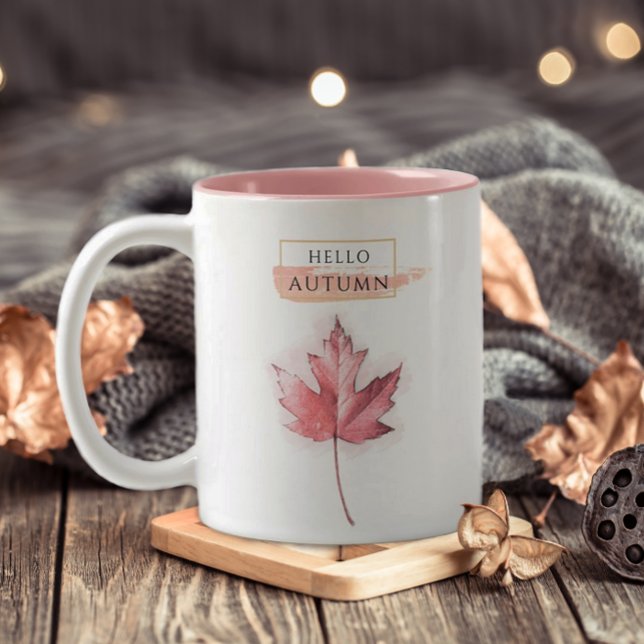 Tasse 2 Couleurs Elégant et tendance dessin feuille automne (Créateur téléchargé)