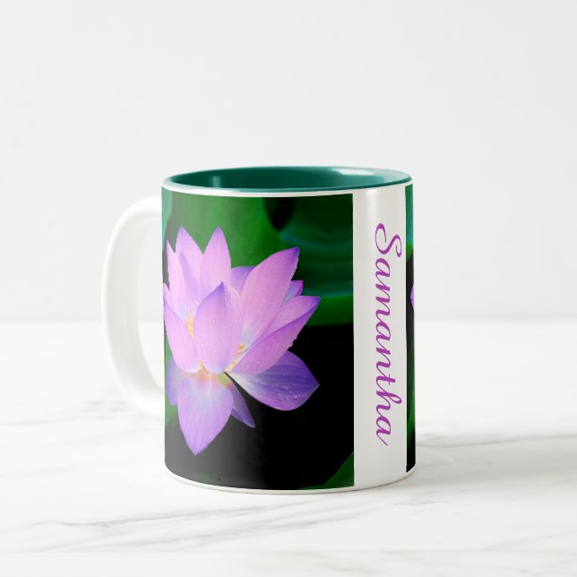 Tasse 2 Couleurs Élégant Fleur Lotus Personnalisé (Devant gauche)
