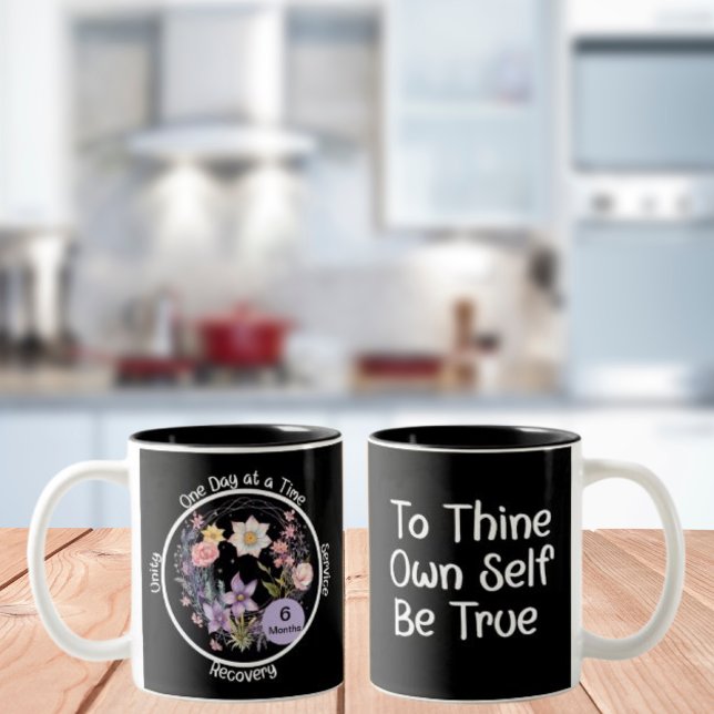 Tasse 2 Couleurs Elégant Floral Custom Sobriety Anniversaire Cadeau (Créateur téléchargé)