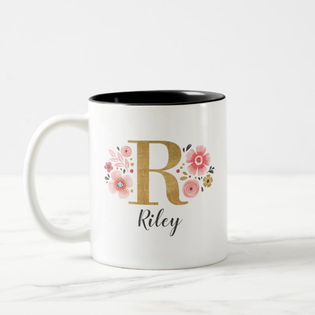 Tasse 2 Couleurs Élégant floral rose (Gauche)