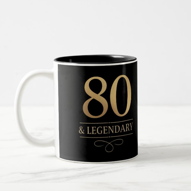 Tasse 2 Couleurs Elégant Gold 80th & Legendary Birthday (Gauche)