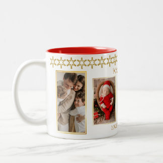 Tasse 2 Couleurs Elégant Gold et White Photo Collage Noël