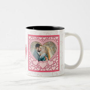 Tasse 2 Couleurs Élégant Heureuse Sainte-Valentin de coeur rose élé