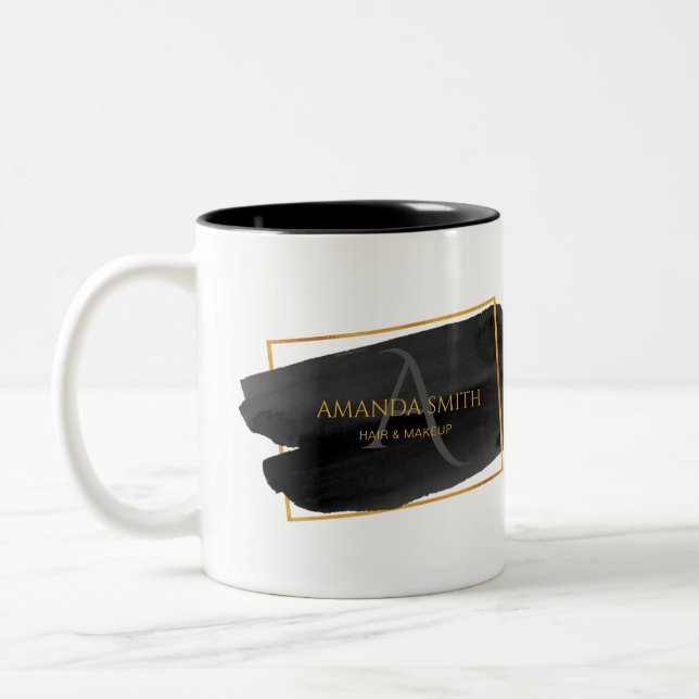 Tasse 2 Couleurs Élégant moderne Artistique noir et or (Gauche)