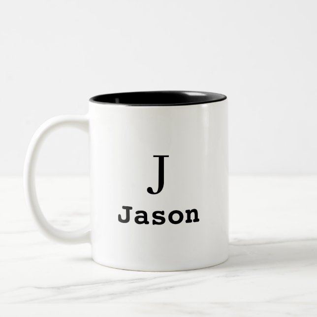 Tasse 2 Couleurs Élégant Monogramme Nom initial Personnalisé (Gauche)