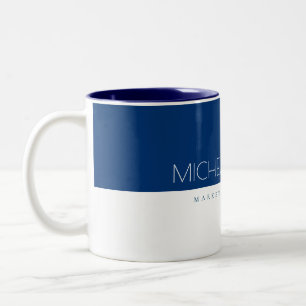 Tasse 2 Couleurs Élégant Ocean Blue Custom monogramme Nom et emploi
