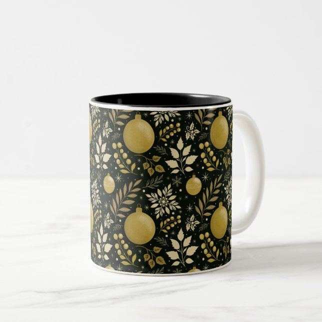 Tasse 2 Couleurs Élégant or et noir de Noël (Devant droit)