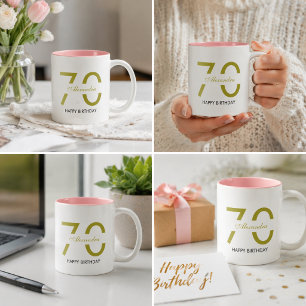 Tasse 2 Couleurs Élégant Or Soixante-dix Anniversaire Nom Minimalis
