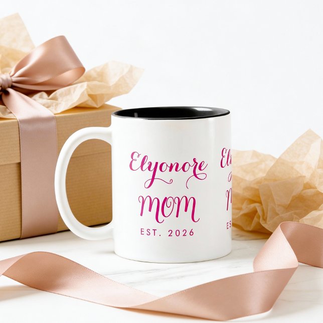 Tasse 2 Couleurs Élégant Personnalisé Nouveau Nom de Maman Est Rose (Créateur téléchargé)