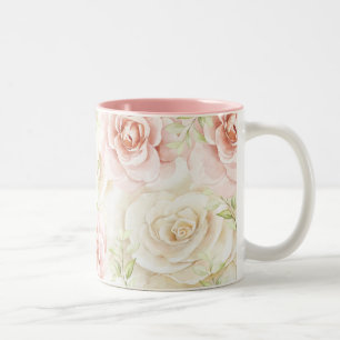 Tasse 2 Couleurs Élégant rose Blush Floral 