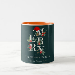 Tasse 2 Couleurs Élégant Rouge Vert Blanc Joyeux Noël Folio