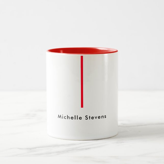 Tasse 2 Couleurs Élégant Simple Noir & Blanc Rouge Minimaliste (Centre)