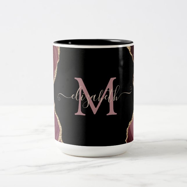 Tasse 2 Couleurs Elegant Stylish Gold Glitter Burgundy Agate (Centre)