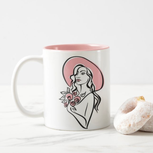 Tasse 2 Couleurs Élégante fille (Avec donut)