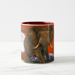 Tasse 2 Couleurs Eléphant africain et lune de savane