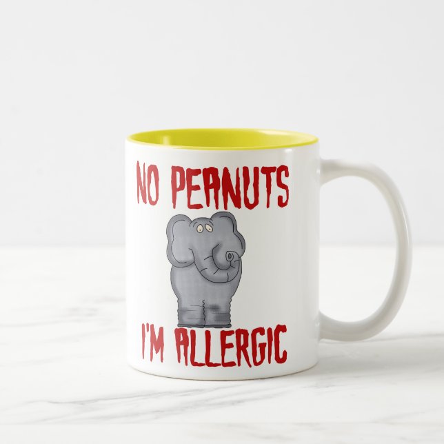 Tasse 2 Couleurs Éléphant AUCUNES arachides je suis allergique (Droit)