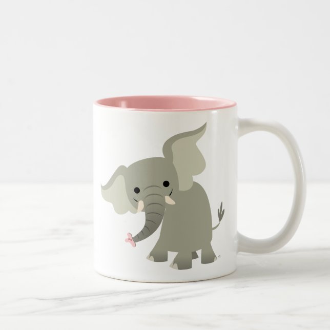 Tasse 2 Couleurs Eléphant Cartoon Curieux (Droit)