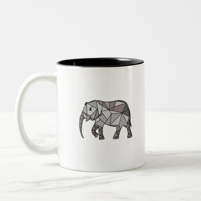 Tasse 2 Couleurs Eléphant géométrique, gris évêque (Gauche)